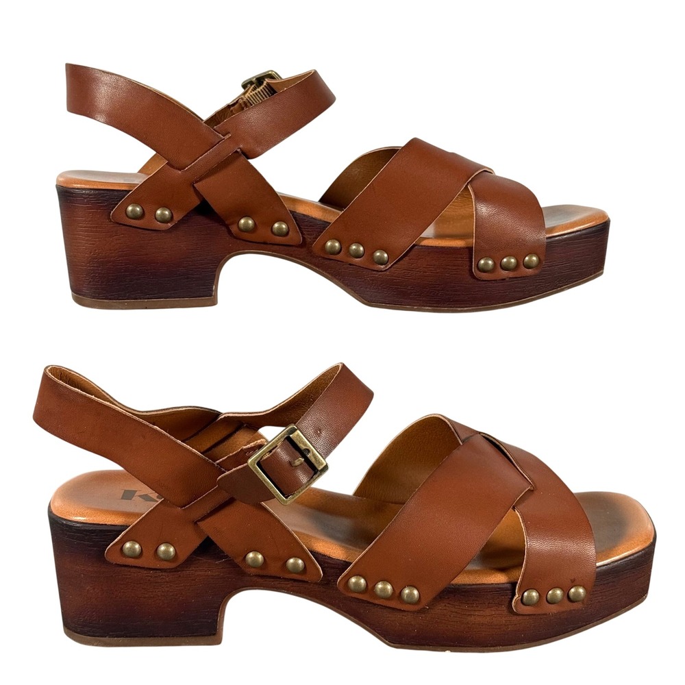 Korks KR0017606 Studded Platform Sandals Brown Size 7M Retro Boho China